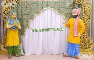 Decoración Vibrante para Fotomatón de Bodas Punjabi, Estatuas de Bienvenida para Entrada de Boda Punjabi, Estatuas de Jatt Punjabi de Tamaño Real para Bodas - Product Image 4