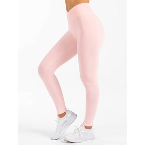 Unique Design OEM Women's Solid Washed Pink Musk Cross Waist <b>Band</b> 2-Piece Fitness Leggings Bra Set Breathable Yoga <b>Workout</b> - Product Image 2