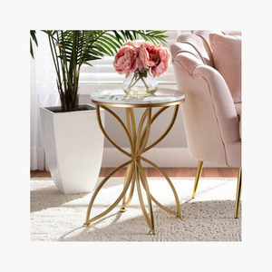 Table d'appoint moderne en métal avec plateau en marbre, design élégant et nouveau, mobilier haut de gamme, décoration intérieure personnalisée, qualité d'exportation - Product Image 4
