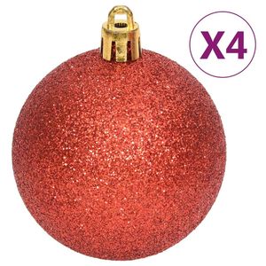 Ensemble de boules de Noël rouges et blanches en plastique avec incrustations décoratives, diverses boules et ornements pour arbre de Noël pour une présentation festive - Product Image 6