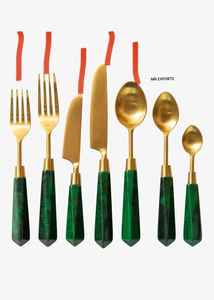 Ensemble de couverts en or et argent pour restaurants avec poignées en résine, couleur verte, ensemble de couverts décoratifs de style nouveau et super soldes sur les couverts - Product Image 2