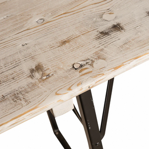 Alana Biergarten Folding <b>Table</b> with <b>Rustic</b> <b>Wooden</b> Top and Black Metal Legs Handcrafted Communal <b>Dining</b> <b>Table</b> for Wedding Events - Product Image 5