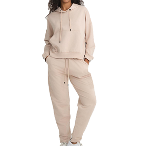 Survêtement pour femmes de qualité supérieure, 100% coton, style uni, surdimensionné, deux pièces, pour femmes - Product Image 1