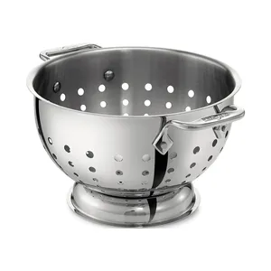 Durable <b>stainless</b> <b>steel</b> <b>colander</b> for quick washing draining fruits vegetables and pasta in healthy cooking preparations - Product Image 3