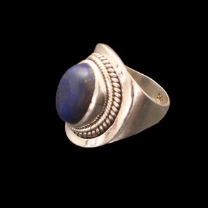 Natural Blue Lapis Lazuli Cabochon <b>Ring</b> Silver Plated Oval Gemstone Signet <b>Ring</b> Handmade Artisan Statement Jewelry OEM ODM Whole - Product Image 1