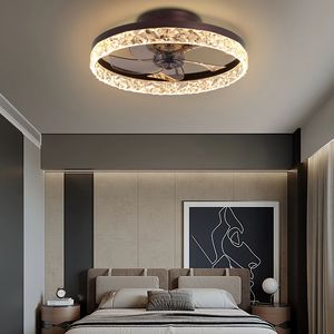 Ventilatore da soffitto a LED a basso profilo con luce, telecomando, dimmerabile, 6 velocità e timer, pale reversibili, marrone, 20 pollici - Product Image 2