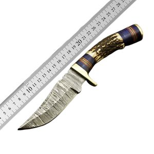 มีดครัวเหล็กดามัสกัสทำมือ ใบมีดแบบ Fixed Blade ด้ามไม้ พร้อมปลอกหนังสำหรับพกพาในชีวิตประจำวัน DIY - Product Image 6
