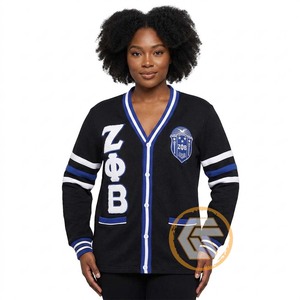 Tresors grecs : Pull tricoté en laine brodé personnalisé Zeta Phi Beta pour femme, à séchage rapide, col boutonné, idéal pour l'hiver – Meilleures ventes à prix réduit - Product Image 4