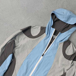 2026 Custom Men Color Block Waterproof Nylon Windbreaker Set <b>Zip</b> <b>Up</b> Hooded Sportswear <b>Jacket</b> & Shorts Tracksuit Casual Wear - Product Image 4