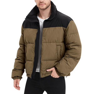 Wholesale Winter Bubble Warm Plus Size Puffer Jacket Stand Collar Zip-up Waterproof Thick <b>Top</b> Design Packable Nylon Patchwork - Product Image 1