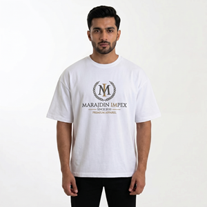 Marajdin Impex Factory Price Custom Streetwear T-Shirt Boxy Fit Polyester/Cotton Knitted Regular Fit Unisex Formal Eco-Friendly - Product Image 1