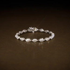 Pulsera de tenis de lujo con 50 diamantes marquise cultivados en laboratorio para mujer, certificada por IGI, oro de 14K, elegante joya para bodas y fiestas. - Product Image 1