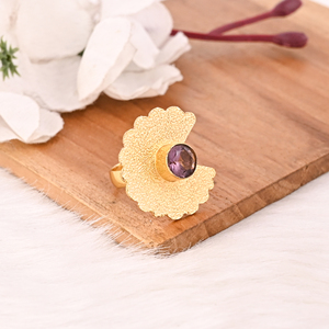 Designer Pink Hydro <b>Ring</b> <b>Adjustable</b> Gold Plated Brass Handmade Gemstone Jewelry for Women - Product Image 4