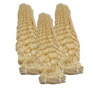 Extensions de cheveux humains indiens vierges Remy de qualité supérieure 100 %, texture bouclée crépue, double trame, en vrac # 613 couleurs, toutes les couleurs - Product Image 2