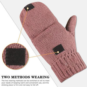2-in-1 Convertible Jacquard Hand <b>Mittens</b> & <b>Gloves</b> Cotton Breathable Warm Windproof Casual Winter Outdoor Use - Product Image 4