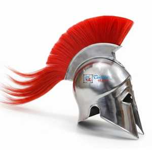 Casco Corintio Metálico Electrochapado Pulido Hecho a Mano con Pluma Roja, Armadura Medieval, Disfraz Moderno de Navidad Tanishka - Product Image 4