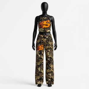 Conjunto de Camiseta sin Mangas y Pantalones Jogger de Felpa Francesa de 280 GSM, Lavado Ácido, Estampado Puff, Logotipo Personalizado, Ropa Urbana para Mujer - Product Image 5