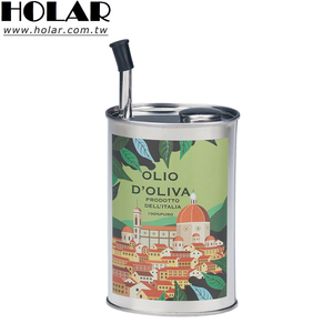 [Holar] Bidon à huile d'olive vintage ovale en acier inoxydable de qualité supérieure, fabriqué à Taïwan, avec bec verseur - Product Image 1
