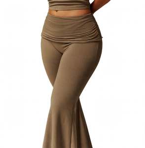 Women's Double Waist Wholesale One Shoulder <b>Striped</b> High-Waisted Front Yoga Sets Halter Crop <b>Tops</b> Capri Shorts Spandex/Nylon - Product Image 4