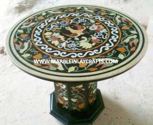 Estilo de lujo y producto hecho en India con decoración de jardín, mesa de comedor con incrustaciones de mármol negro hecha a mano, exclusiva. - Product Image 4