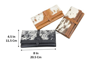 New Real Genuine Leather Hair-on Cowhide <b>Wallet</b> Women's Long Clutch <b>RFID</b> Blocking Purse Card Holder Zipper Coin Pocket <b>Wallet</b> - Product Image 2