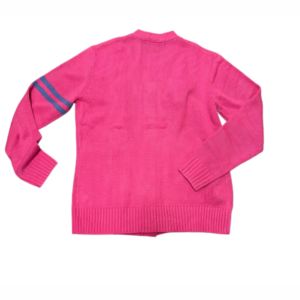 Women's Blue Yellow Color Blocking Cardigan V-Neck Full Sleeve Preppy Style Button Front Pockets 100% Acrylic Knit Sweater - Product Image 3
