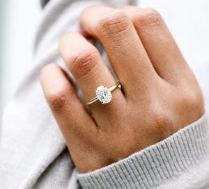 <b>Custom</b> Gold Jewelry Oval Cut Lab Grown Diamond 14K Gold Lab Grown Diamond Wedding <b>Ring</b> - Product Image 4
