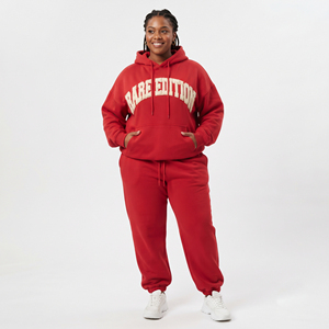 <b>Women</b> <b>Baggy</b> Distressed Embroidery Hoodie Tracksuit Casual Loose Fit <b>Jogger</b> Set Sweat Hoodie Drop Shoulder Tracksuit Ladies - Product Image 1