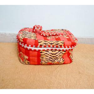 New Arrival Wholesale tiger printed Handcrafted Tassel Printed Pure 100%Cotton Zipper Closure <b>Small</b> Cosmetic Organizer Bag - Product Image 3