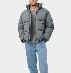 Puffer <b>Jacket</b> 100% Nylon Stand Collar Patchwork Design Hooded <b>Waterproof</b> <b>Winter</b> Unisex - Product Image 5