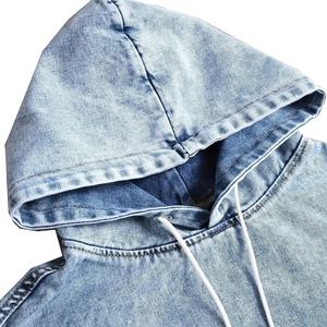 2024 hommes Vintage acide lavage Streetwear pull lourd éponge surdimensionné Denim à capuche hiver Couples à capuche solide - Product Image 3