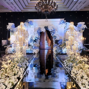 Escenario de boda con arco gótico de estilo occidental, escenario moderno para recepción de boda, escenario blanco - Product Image 5