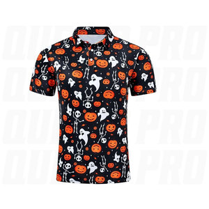 Chemises de golf amusantes pour hommes, polo Dry Fit à manches courtes, motifs Père Noël, Bonhomme de neige, Père Noël en lingerie, Flamant rose, Courses de chevaux, Halloween, Squelette effrayant - Product Image 4