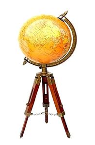 Globo Terráqueo Náutico Antiguo de Latón con Soporte de Trípode, Decoración de Escritorio Marítima Vintage, Globo Decorativo, Obsequio - Product Image 5