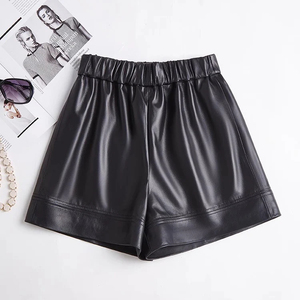 Shorts de Piel de Cordero Genuina para Mujer, Cintura Alta, Corte Regular - Product Image 3