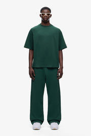 T-shirt homme vert foncé, design uni, manches courtes, coton respirant, logo personnalisé, vêtements décontractés, vente en gros, coupe estivale - Product Image 3