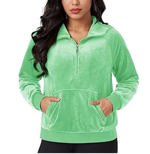 Sudadera con capucha de terciopelo para mujer con cremallera, OEM al por mayor, personalizable en color y talla, transpirable, ecológica, de secado rápido y ligera. - Product Image 2