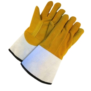 Gants de travail en cuir de vachette pleine fleur robustes, paume renforcée pour le soudage, protection industrielle pour le travail - Product Image 1