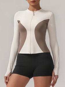 Solid Color Gym Fitness <b>Jacket</b> Yoga With Pockets Morning <b>Workout</b> White Yoga <b>Jacket</b> Quick-Dry Slim Yoga <b>Jacket</b> - Product Image 3