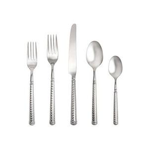 Hammered Hollow Handle Silver Plated Stainless Steel <b>Cutlery</b> Set Forks Spoons Knives Tableware Steel <b>Cutlery</b> Set - Product Image 1