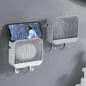 Custom Disposable Eco-Friendly Wall Mounted <b>Soap</b> Holder Drain <b>Cover</b> Bathroom <b>Soap</b> Storage Box Plastic <b>Soap</b> Dish Case Hooks - Product Image 6