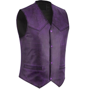 Gilet de Costume Homme Premium Violet Col V Simple Boutonnage Couleur Unie en Polyester pour l'Automne - Product Image 1