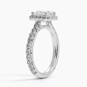 แหวน BOJ รุ่น 070 ทรงปรินเซสคัท เงินแท้ 925 ประดับเพชร Estelle Halo Solitaire น้ำหนัก 2 กะรัต สี D ความสะอาด VVS1 มอยส์ซาไนต์ รับรองโดย GRA ราคาประหยัด - Product Image 2