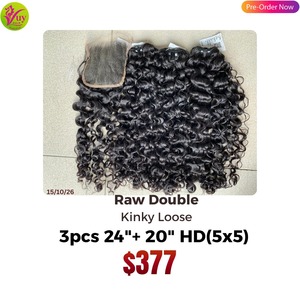 VuyHair – Extensions de cheveux humains vierges vietnamiens doublement étirés, qualité supérieure, texture crépue lâche, 95-100g, trame double cousue à la machine - Product Image 3