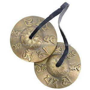 Campanas Tingsha Tradicionales de Bronce con Diseño Circular Grabado, 2 Piezas, Platillos de Gong para Interpretación Profesional - Product Image 5