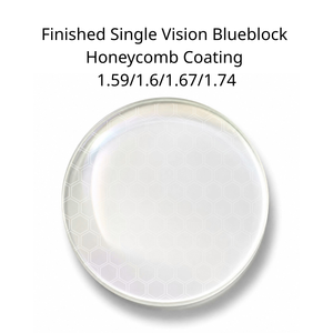 เลนส์สำเร็จรูป Single Vision 1.74 Aspherical Blueblock UV420 พร้อมเคลือบ Honeycomb Coating HCC สำหรับแว่นตา - Product Image 1