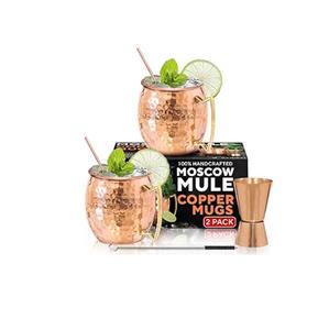 Ensemble de 4 tasses Moscow Mule en acier inoxydable plaqué cuivre gunmetal 18 oz, avec doseur et pics à cocktail pour boissons fraîches - Product Image 3