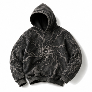 Sweat à capuche en molleton épais personnalisé avec motif en relief style streetwear, sweat à capuche oversize en molleton bouclette personnalisé avec motif en relief, épais - Product Image 1