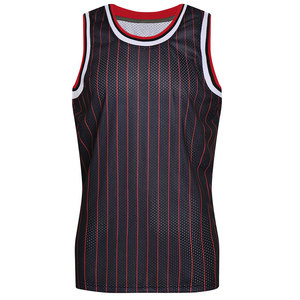 Modern Design Printed Striped Sleeveless Basketball Jersey Custom Colors Fade Resistant Breathable Moisture-Wicking Fabric - Product Image 1
