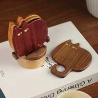 Sous-verres en bois personnalisés, uniques et adorables en forme de chat avec support, tapis de boisson en bois résistant à la chaleur, porte-gobelets en bois pour bar par UO